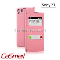 View Flip Cover for Sony Z1 (pink)
