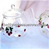 Color Printing Glass Tea Pot with Different Volume /Grilled Decal Glass Teapot Manufacturer