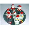 Glass Christmas Ornament, Santa Claus,  Christmas Tree,  Glass Mirror Bottom