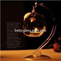 Fashion Creative Glass Home Decoration Clear Glass Ball Candle Stand