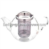 New Style Glass Tea Pot with Stainless Steel Strainer/600ML Glass Teapot