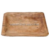 2014 Hand-made Square Fully Carved Wooden Root Platters