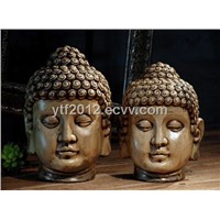 Antique Craft County Rural Style Ceramic Artwork Buddha Head