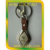 Keychain keyring with leather single ring