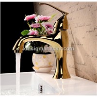 Modern single lever polished brass bathroom faucet