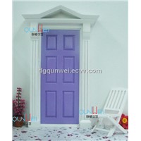 QW60500 Doll house Fairy Mini Doors Wood Painted Exterior Door With Hardware