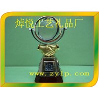 Trophy crystal trophy metal trophy with clock