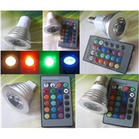 3W RGB 16 Colors Changing LED Spotlight Bulbs With IR Remote E27 GU10 MR16 E14 GU5.3