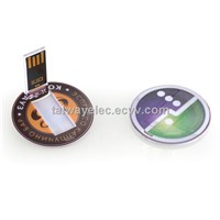 Best promotional gift !Round Mini Credit-card USB Flash Drive with Digital Print