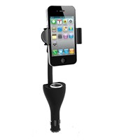 In-car multiple mobile phone car charger mount