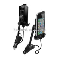 Mobile phone car holder with chargers for iphone and samsung