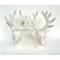 White Porcelain Deer, Christmas Deer Head