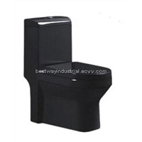 black color siphonic one piece toilet A008B