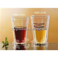 double wall hot resistant drinking ware glass cup