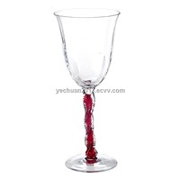 stem decorated wine glass