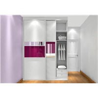 white & pink color wardrobe,sliding door ,modern design