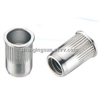 Knurled Cylindrical Threaded Insert, Reduced Countersunk Head, Open Type