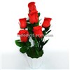 Artificial Christmas Flowers with LED Lights, Non-toxic PU Roses for Home Decorations