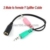 2 Male to Female Y shape Splitter Cable (2M-F) / Audio kabel