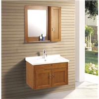 Bathroom cabinet,solid wood material,includes mirror,ceramic wash basin
