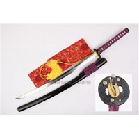 Handmade Quality samurai katana with 1095 clay-tempered and handmade brass tsuba