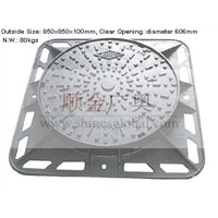 Square manhole cover and frame