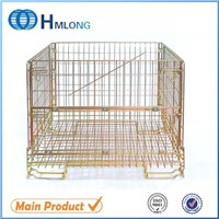 Stacking collapsible wire container storage cage wire mesh container