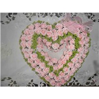 fancy love heart wreath &amp;amp; garland composed of artificial flowers, silk flowers