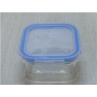 glass square food storage container with pattern lid