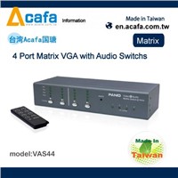 ACAFA VAS44 4-Port VGA Matrix with Audio Switch &amp;amp; Remote