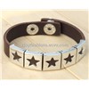 Star ornaments leather bangle Bracelets