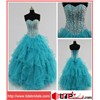 Turquoise Beaded Sweetheart Ball Gown Organza Party Dress/Evening Dress/Prom Dress (1810)