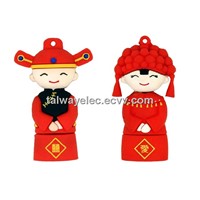 PVC USB Flash Drives in Lovers Design, Customized Logos are Accepted