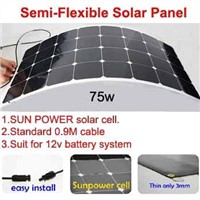 75w mono solar pv flexible solar panel with sunpower cells TUV ISO ROHS