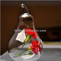 Beautiful Fruit Shaped Glass Terrarium Vase Table Decorative Transparent Pear Glass Vase