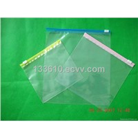 Clear plastic slider bags with colorful zipper