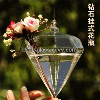 Generous Diamond Shaped Glass Vase Beautiful Hanging Clear Glass Vase