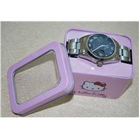 Tin box with PVC window for watch,Rectangular watch tin can,tin watch box