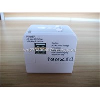 Universal travel adapter with 2.1A USB port