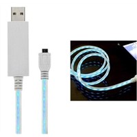 Visible LED Light USB 2.0 A Male to Micro-USB B Male Cable - 0.5m