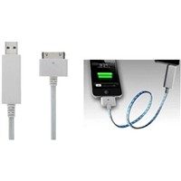Visible LED Light USB 2.0 Sync and Charge Cable for Apple (30 pin) - 0.5m