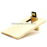 Wooden Credit Card USB Flash Drive, 64MB to 32GB Capacity, Durable, OEM Orders are Welcome