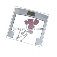 electric glass square Bathroom Scale with flower