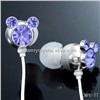 Swarovski Crystal (Purple)Mickey Mouse Earhones-Earubds