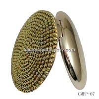 Crystal(Gold) Round Gold Power Bank with Mirror