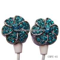 Crystal Rose flower earphones-Earbuds