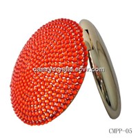 Crystal  Round Gold Power bank with Mirror