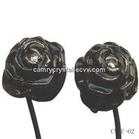 Diamante Rose(Black) Stereo Earphones-Earbuds