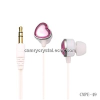 Heart Shaped Crystal Stereo Earphones-Earbuds