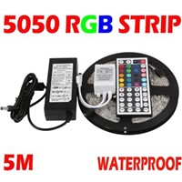 5M RGB led Strip 5050 SMD 60led/m Flexible Waterproof + 44key Remote + 12V Transformer Decoration